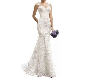 vestido de noiva sereia com renda e tule