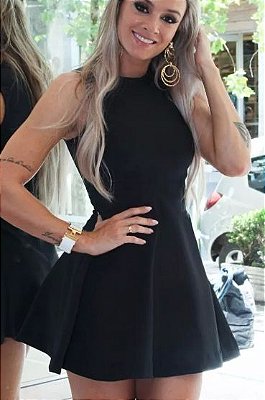 Vestido de Festa curto Blogueira Balada Rodado Princesa Preto