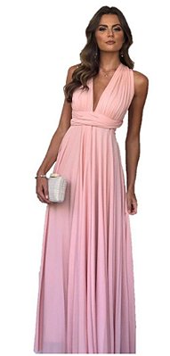 Vestido Rosa  Longo de Festa Madrinha casamento infinity