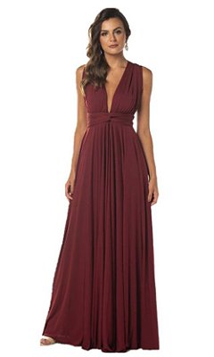 Vestido Marsala  Longo de Festa Madrinha casamento infinity