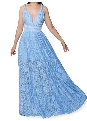 Vestido Azul Serenity multiformas  Renda Madrinha Casamento Formatura