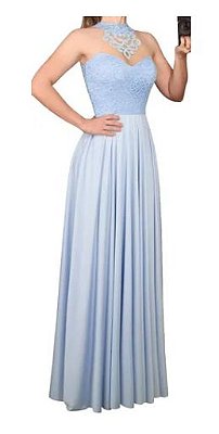 Vestido Azul Serenity Longo Godê Tule Madrinha Casamento Formatura