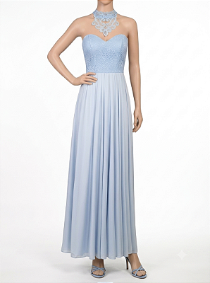 Vestido de Festa Longo Azul Serenity Godê Belladonna em Tule