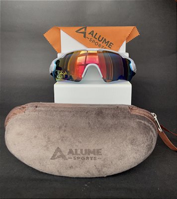 Óculos Esportivo São Mateus – Máscara Branca com Lente Laranja UV400| Alume sports