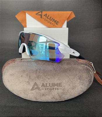 Óculos Esportivo São Mateus – Máscara Branca com Lente azulada UV400| Alume sports