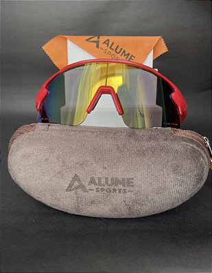 Óculos Esportivo Malibu – Máscara Vermelha com Lente Laranja Colorida UV400 | Alume