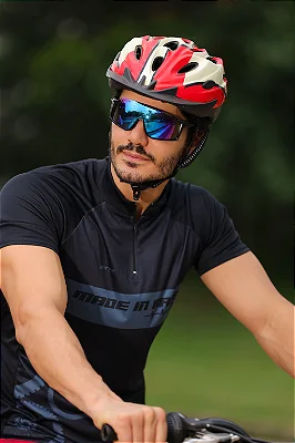 Óculos Esportivo Peró – Máscara Preto com lente azul com Proteção UV400| Alume