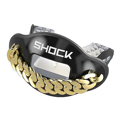 Protetor Bucal Para Futebol Americano Shock Doctor Max AirFlow Preto Corrente Dourada