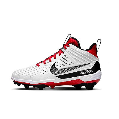 Chuteira de Futebol americano Nike Alpha Menace 4 Strong Branca e Vermelha