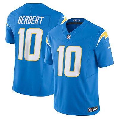 Camisa NFL Los Angeles Chargers - Herbert - Azul Claro - Vapor F.U.S.E. Limited - Masculina Adulto e Infantil