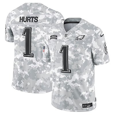 Camisa NFL Philadelphia Eagles - Hurts - Salute to Service Ártica - Vapor F.U.S.E. Limited - Masculina Adulto e Infantil