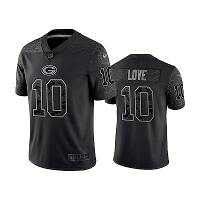 Jersey NFL Green Bay Packers Jordan Love 10 Nike Masculina Preta Adulto e Infantil Fuse