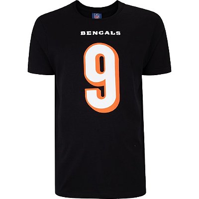 Camiseta NFL Cincinnati Bengals Joe Burrow 9 Masculina Preta NTK Big Number