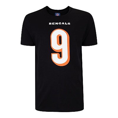 Camiseta NFL Cincinnati Bengals Joe Burrow 9 Masculina Preta NTK Big Number