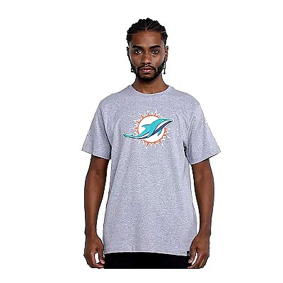 Camiseta NFL Miami Dolphins Masculina Cinza NTK Big Logo