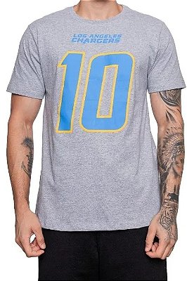 Camiseta NFL Los Angeles Chargers Justin Herbert 10 Masculina Cinza NTK Big Number