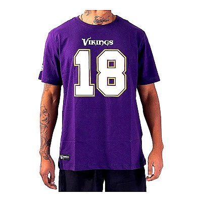Camiseta NFL Minnesota Vikings Justin Jefferson 18 Masculina Roxa NTK Big Number