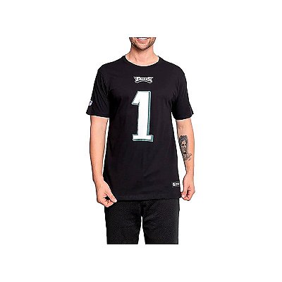 Camiseta NFL Philadelphia Eagles Jalen Hurts 1 Masculina Preta NTK Big Number