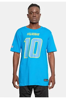 Camiseta NFL Los Angeles Chargers Justin Herbert 10 Masculina Azul NTK Big Number