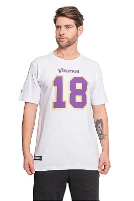 Camiseta NFL Minnesota Vikings Justin Jefferson 18 Masculina Branca NTK Big Number