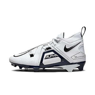 Chuteira De Futebol Americano Nike Alpha Menace 3 Pro Branca e Azul Escuro
