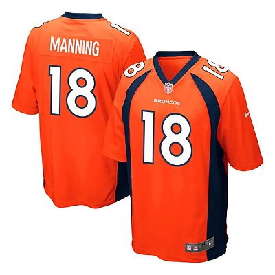 Jersey NFL Denver Broncos Peyton Manning 18 Nike Masculina Laranja Adulto e Infantil Fuse