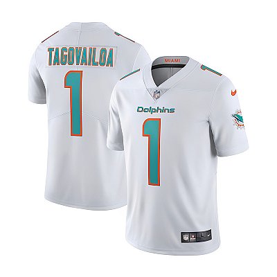 Jersey NFL Miami Dolphins Tua Tagovailoa 1 Nike Masculina Branca Adulto e Infantil Fuse