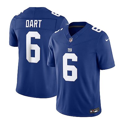 Jersey NFL New York Giants Jaxson Dart 6 Nike Masculina Azul Adulto e Infantil Fuse