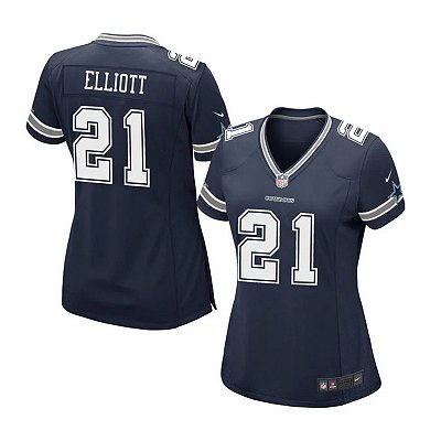 Jersey NFL Dallas Cowboys Ezekiel Elliott 21 Nike Feminina Azul Fuse