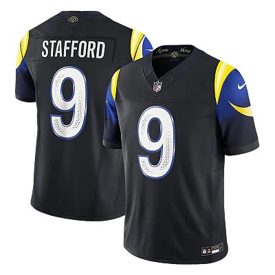 Jersey NFL Los Angeles Rams Matthew Stafford 9 Nike Rivalries Masculina Preta Adulto e Infantil Fuse