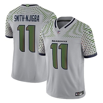 Jersey NFL Seattle Seahawks Jaxon Smith-Njigba 11 Nike Rivalries Masculina Cinza Adulto e Infantil Fuse