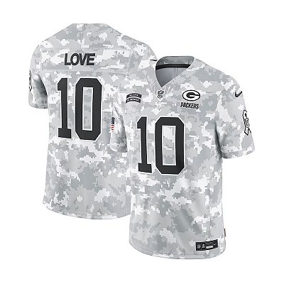 Jersey NFL Green Bay Packers Jordan Love 10 Nike Salute to Service Masculina Camuflada Cinza Adulto e Infantil Fuse