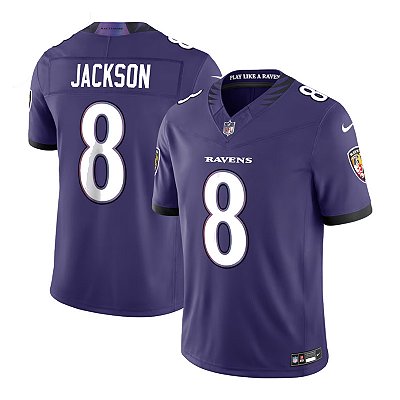 Jersey NFL Baltimore Ravens Lamar Jackson 8 Nike Modelo 2026 Masculina Roxa Adulto e Infantil Fuse