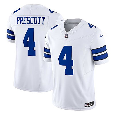 Jersey NFL Dallas Cowboys Dak Prescott 4 Nike Masculina Branca Adulto e Infantil Fuse
