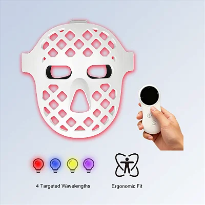 Máscara LED 5D Sunglor: Terapia de Rejuvenescimento Facial com 4 Comprimentos de Onda