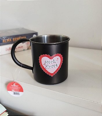 Caneca de inox preto fosco book lover