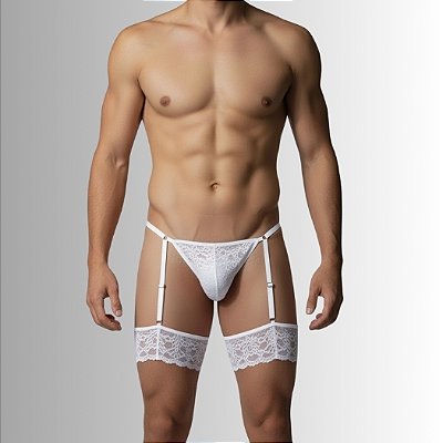 Cinta Liga Masculina em Renda Ajustável