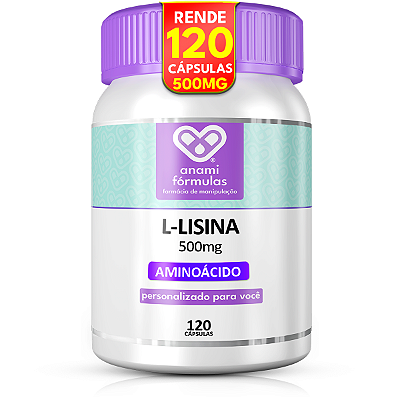 L-LISINA 500mg - 120 Cápsulas - 120 Doses