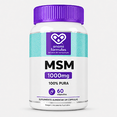 MSM METILSULFONILMETANO 1000mg por Dose - 500mg por Cápsula - 60 Cápsulas - 30 Doses