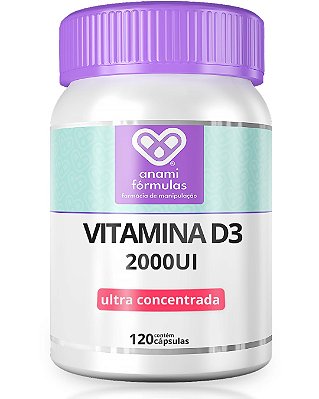 VITAMINA D3 2000UI (50mcg) - Colecalciferol em TCM - 120 Cápsulas - 120 Doses