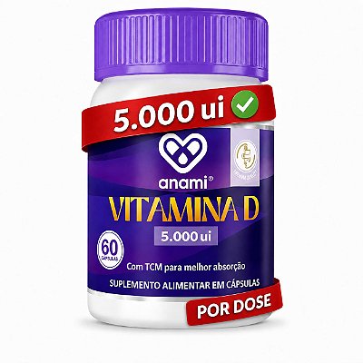 VITAMINA D3 5000UI - Colecalciferol em TCM - 60 Cápsulas - 60 Doses