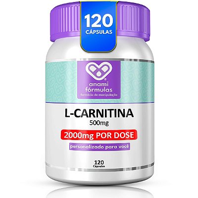 L-CARNITINA 2000mg por Dose - 500mg por Cápsula - 120 Cápsulas - 30 Doses