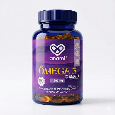 ÔMEGA 3 MEG-3 1200mg por Dose - EPA 720mg + DHA 480mg + VITAMINA E 10mg - 60 Cápsulas - 30 Doses