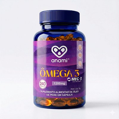 ÔMEGA 3 MEG-3 1200mg por Dose - EPA 720mg + DHA 480mg + VITAMINA E 10mg - 240 Cápsulas - 120 Doses