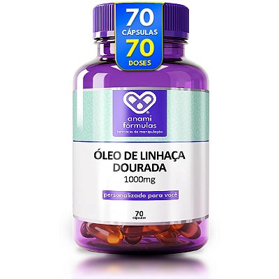 ÓLEO DE LINHAÇA DOURADA 2000mg por Dose - 1000mg por Cápsula - Linum usitatissimum - 70 Cápsulas - 35 Doses