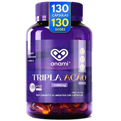 ÓLEO DE PRÍMULA + LINHAÇA + BORRAGEM 1000mg - 130 Cápsulas - 130 Doses