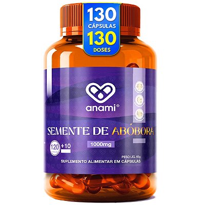 ÓLEO DE SEMENTE DE ABÓBORA 2000mg por Dose - 1000mg por Cápsula - Prensado a Frio - 130 Cápsulas - 65 Doses