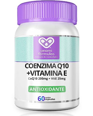 COENZIMA Q10 200mg + VITAMINA E 25mg por Dose - em TCM - 60 Cápsulas Softgel - 30 Doses