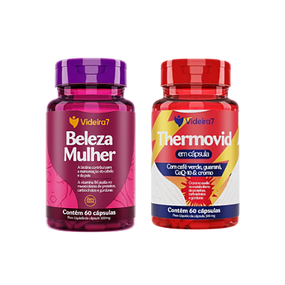 Combo Thermovid + Beleza Mulher Emagrecimento, Energia, Cabelo Pele e Unha com Resultado Rápido