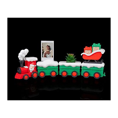 Enfeite De Natal Trem Porta Retrato - Decoração Premium Verde